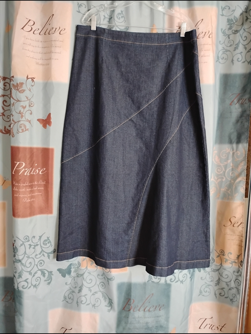 Denim A-Line Midi Dress - Dark Blue